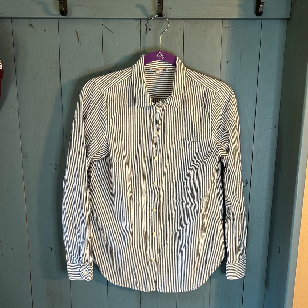 Old Navy Blue and White Striped Button Down Shirt | Women’s Size Small